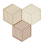 Zone Denmark - Hexagon Onderzetter, 16 x 14 cm, kaki / warm zand / amandel (set van 3)