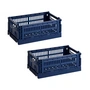 HAY Colour Crate dark blue recycled - Mand S, 26,5 x 17 cm,, (set van 2)