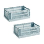 Hay Colour Crate dusty blue recycled - Mand S, 26,5 x 17 cm,, (set van 2)