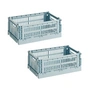 HAY Colour Crate dusty blue recycled - Mand S, 26,5 x 17 cm,, (set van 2)