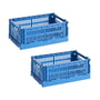 Hay Colour Crate electric blue recycled - Mand S, 26,5 x 17 cm,, (set van 2)