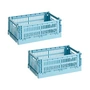 HAY Colour Crate light blue recycled - Mand S, 26,5 x 17 cm,, (set van 2)