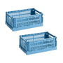 Hay Colour Crate sky blue recycled - Mand S, 26,5 x 17 cm,, (set van 2)