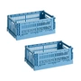 HAY Colour Crate sky blue recycled - Mand S, 26,5 x 17 cm,, (set van 2)