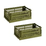 Hay Colour Crate olive recycled - Mand S, 26,5 x 17 cm,, (set van 2)