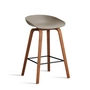 HAY - About A Stool AAS 32 H 65 cm, noten gelakt / staal zwart / kaki 2. 0 (kunststof glijders)