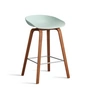 HAY - About A Stool AAS 32 H 65 cm, gelakt notenhout / roestvrij staal / dusty mint 2. 0 (viltglijders)