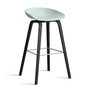 HAY - About A Stool AAS 32 H 75 cm, zwart gelakt eiken / roestvrij staal / dusty mint 2. 0 (kunststof glijders)