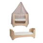 Leander - Baby junior bed whitewash met hemelbed, stoffig roze