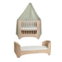 Leander - Baby junior bed whitewash met hemel, saliegroen