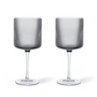 Ferm Living Ripple - Rood wijnglas, gerookt grijs (set van 2)