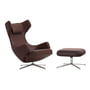 Vitra - Grand Repos Ottoman Fauteuil en, kastanje, leer 69, gepolijst aluminium (viltglijders)