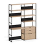 TipToe Unit - Bureausysteem, H 215 x 164 cm, incl. deur en lade, eiken / grafietzwart