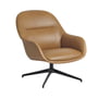 Muuto - Fibre Lounge Fauteuil Draaivoet, zwart / Refine Leder Cognac