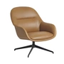 Muuto - Fibre Lounge Fauteuil Draaivoet, zwart / Refine Leder Cognac
