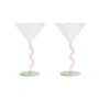 & klevering - Coupe Curve cocktailglas, roze (set van 2)