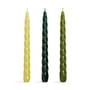& klevering Bravo - Steekkaarsen, groen (set van 3)