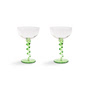 & klevering - Coupe Spiraal champagneglas, 0,2 l, groen (set van 2)