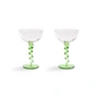 & klevering - Coupe Spiraal champagneglas, 0,2 l, groen (set van 2)