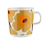 Marimekko - Oiva Unikko Mok met handvat, 400 ml, wit / karamel / warm oranje