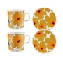 Marimekko - Oiva Unikko Ontbijtset, karamel / crème / warme sinaasappel (4 stuks)
