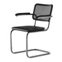Thonet - JS. THONET a personal Interpretation by Jil Sander S 64 V Serious Fauteuil, Glossy Titan / beuken high-gloss graphite black / vlechtwerk met kunststof steunstof