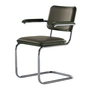 Thonet - JS. THONET a personal Interpretation by Jil Sander S 64 V Serious Fauteuil, Glossy Titan / beuken high-gloss graphite green / leder graphite green
