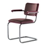 Thonet - JS. THONET a personal Interpretation by Jil Sander S 64 V Serious Fauteuil, Glossy Titan / beuken high-gloss graphite ruby red / leder graphite ruby red
