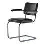Thonet - JS. THONET a personal Interpretation by Jil Sander S 64 V Serious Fauteuil, Glossy Titan / beuken high-gloss graphite black / leder graphite black
