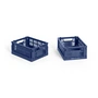 HAY - Colour Crate Mand Mini, 17 x 13 cm, donkerblauw, recycled (set van 2)