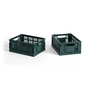 HAY - Colour Crate Mand Mini, 17 x 13 cm, donkergroen, recycled (set van 2)