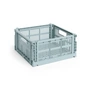 HAY - Colour Crate Vierkante M mand, 29,5 x 29,5 cm, stoffig blauw, gerecycled