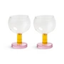 & klevering - Cantine coupe glas, 200 ml, roze / geel (set van 2)