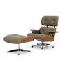 Vitra - Lounge Chair & Ottoman, gepolijst, kersen natuur, F leer natuur, zand donker (nieuwe afmetingen)
