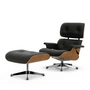 Vitra - Lounge Chair & Ottoman, gepolijst, kersen naturel, Leder Premium F, nero (nieuwe maten)