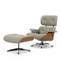 Vitra - Lounge Chair & Ottoman, gepolijst, kersen natuur, Nubia, crème / zand (nieuwe afmetingen)