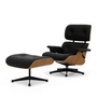 Vitra - Lounge Chair & Ottoman, zwart / gepolijst, kersen naturel, Leder Premium F, nero (nieuwe maten)