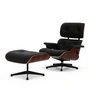Vitra - Lounge Chair & Ottoman, zwart / gepolijst, Santos palissander, Premium F leder, nero (nieuwe afmetingen)