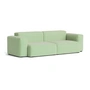 HAY - Mags Soft Sofa 2,5 zits met lage armleuning, combinatie 1, groen-wit (Tartaglia 989) / naden: beige (viltglijders)