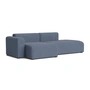 HAY - Mags Sofa 2,5 zits met lage armleuning links, combinatie 3, blauw ( Linara 198) (viltglijders)