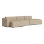 HAY - Mags Sofa 3 zits met lage armleuning links, combinatie 4, warm grijs ( Maglia ) (viltglijders)