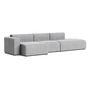 HAY - Mags Sofa 3 zits met lage armleuning links, combinatie 4, lichtgrijs ( Hallingdal 130) (viltglijders)