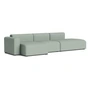 HAY - Mags Sofa 3 zits met lage armleuning links, combinatie 4, lichtgroen (Metafoor 023) (viltglijders)