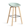 HAY - About A Stool AAS 32 H 75 cm, eiken gelakt / zwart staal / dusty mint 2. 0 (kunststof glijders)