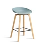 HAY - About A Stool AAS 32 H 65 cm, eiken gelakt / zwart staal / stofblauw 2. 0 (kunststof glijders)