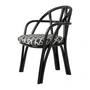 Gubi - Bistra fauteuil, rotan ebbenhout / Reales-patroon (003) (kunststof glijders)