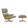 Vitra - Lounge Chair & Ottoman gepolijst, natuurlijke kastanje, Nubia, bamboe / terra (nieuwe dimensies)
