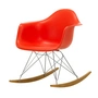 Vitra - Eames Plastic Fauteuil RAR RE, geelachtig esdoorn / chroom / klaproosrood