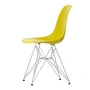 Vitra - Eames Plastic Side Chair DSR RE, verchroomd / mosterd (basisglijders van donker vilt)