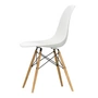 Vitra - Eames Plastic Side Chair DSW, essenhoningkleur / wit (glijders van zwart vilt)